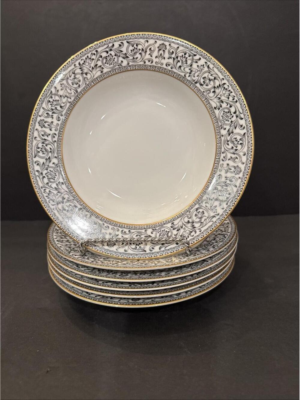 (6) Sango Spanish Lace Soup Pasta  Bowls  #3757 - 8.5” W Japan Gold Rim